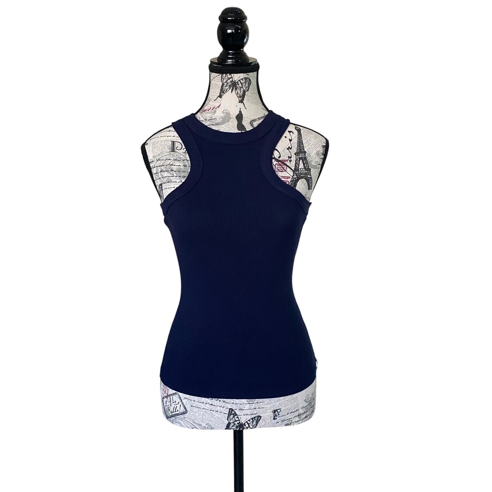 MyOutfitOnline Form-Ribbed Tank Top Womens M Navy Blue Racerback NEW